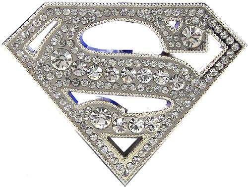 Licensed Rhinestone Superman Belt Buckle